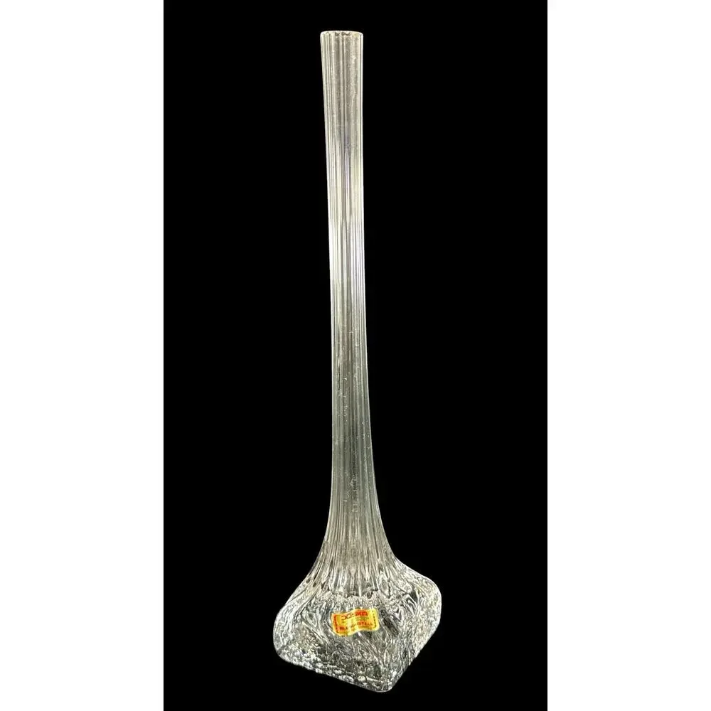 Vintage Joska Bleikristall Crystal Bud Vase Bodenmais Germany Mouth Blown 11”